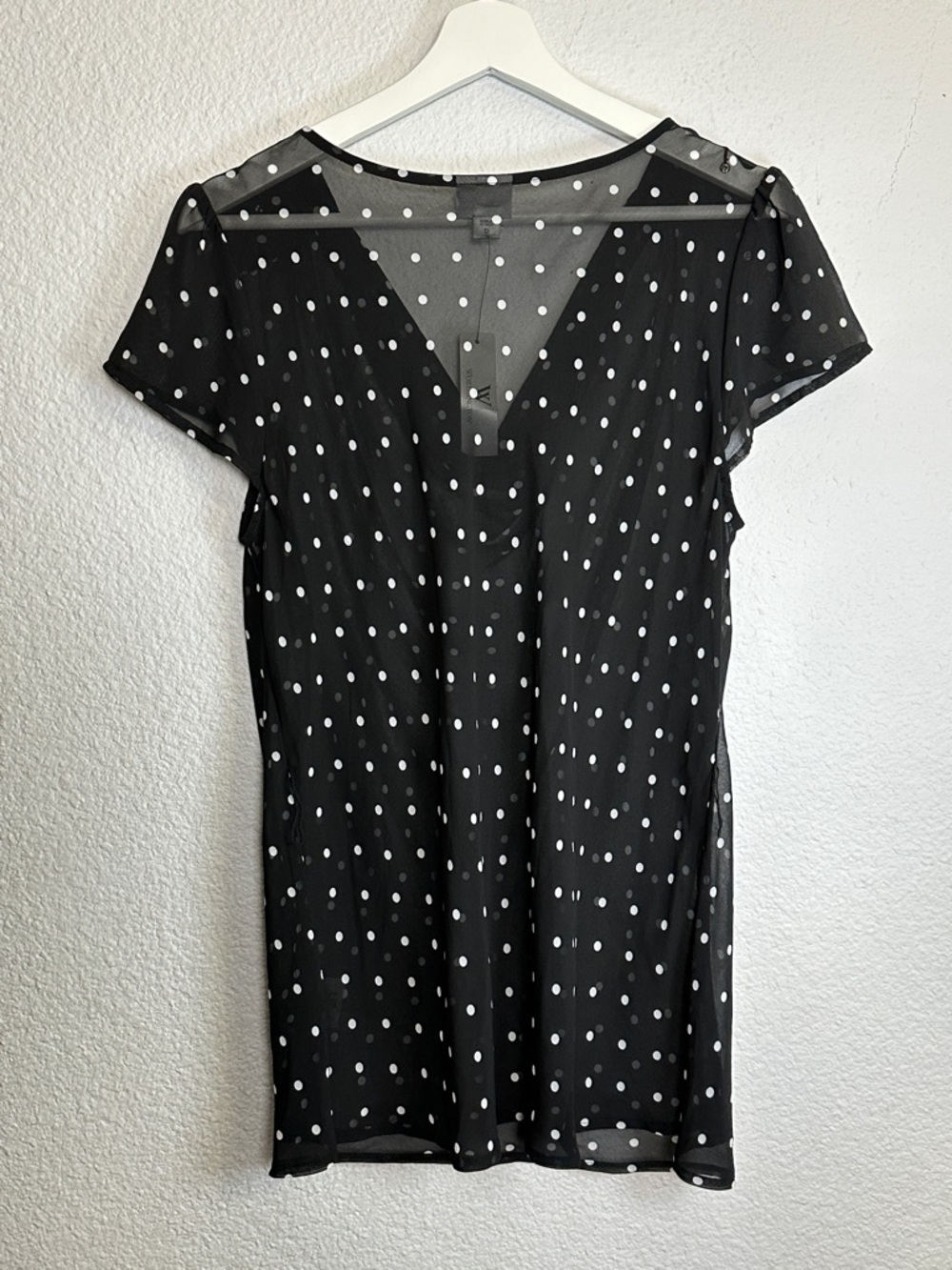 Lot of 2 Worthington Sheer Tops Women’s Large Bundle Black Polka dot - Picture 6 of 11